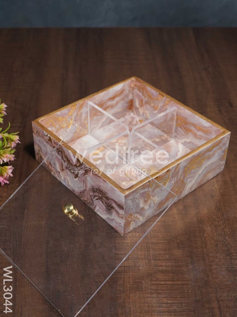 Pastel Pink Dry Fruit Box with Transparent Lid - WL3044