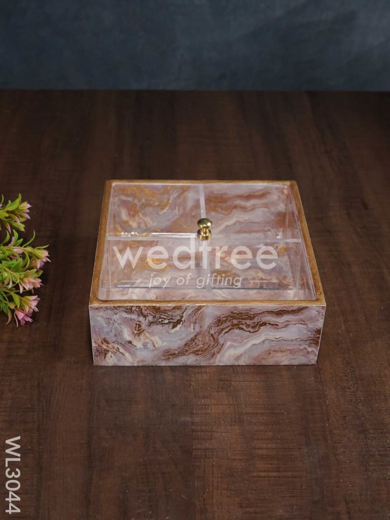 Pastel Pink Dry Fruit Box with Transparent Lid - WL3044