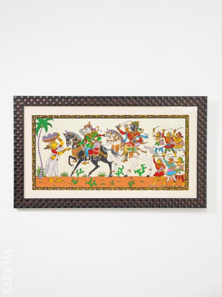 Pattachitra Painting Kanchi Abhijan - 19 X 7 inch - WL4373
