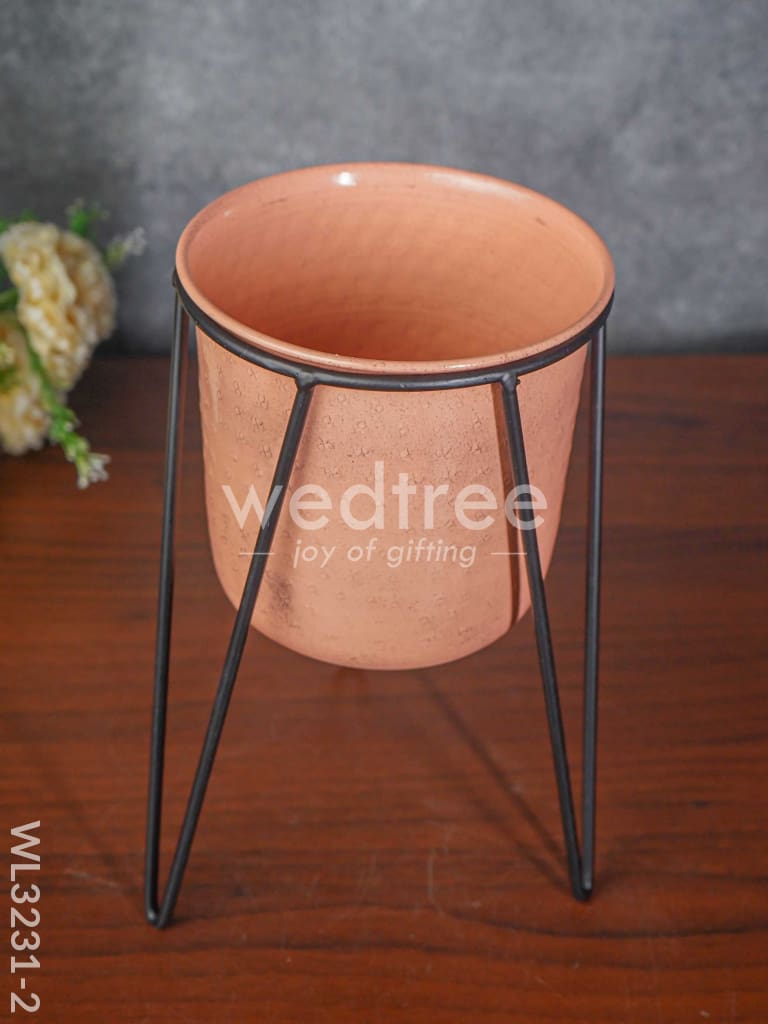 Peach Planter Pot & Stand - WL3231