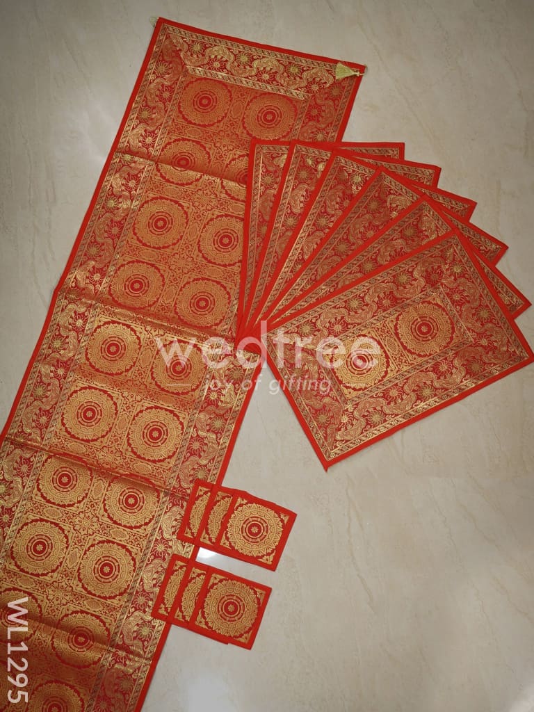 Peacock Design Cotton Table Cloth with Tea Coaster Covers - WL1295