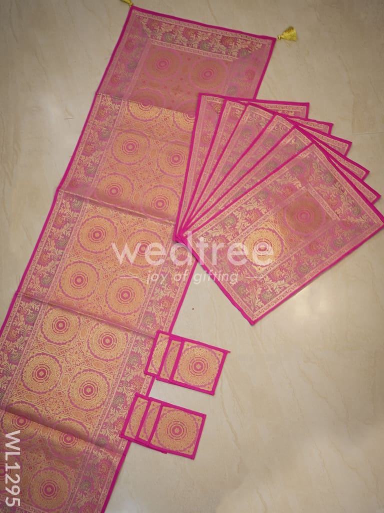 Peacock Design Cotton Table Cloth with Tea Coaster Covers - WL1295