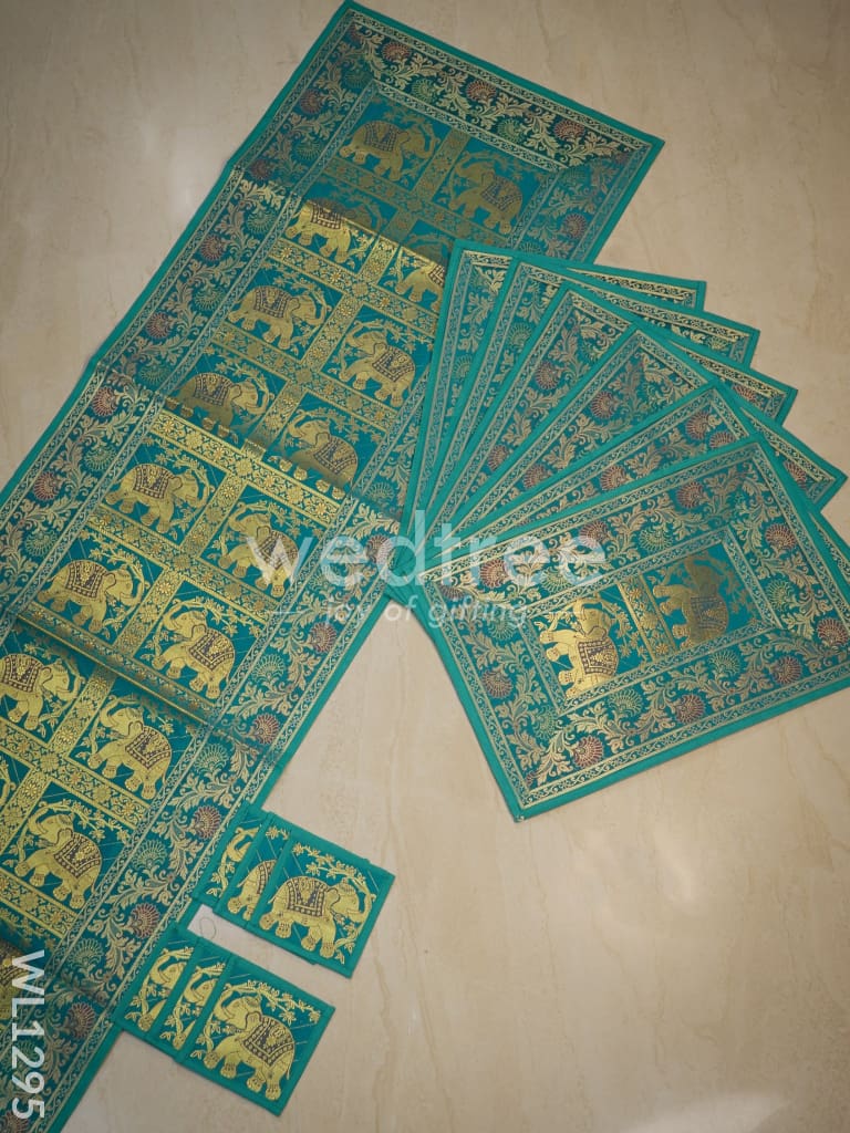 Peacock Design Cotton Table Cloth with Tea Coaster Covers - WL1295