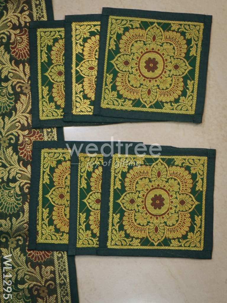 Peacock Design Cotton Table Cloth with Tea Coaster Covers - WL1295
