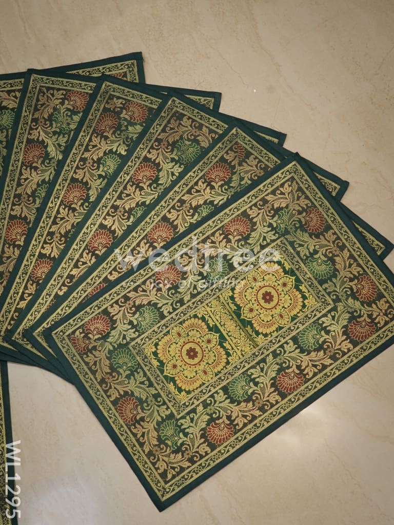 Peacock Design Cotton Table Cloth with Tea Coaster Covers - WL1295