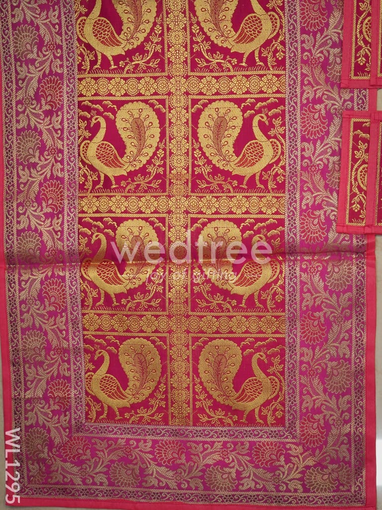 Peacock Design Cotton Table Cloth with Tea Coaster Covers - WL1295