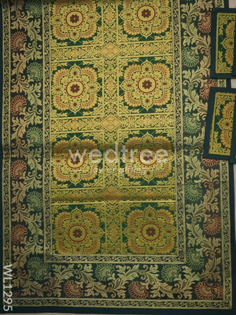 Peacock Design Cotton Table Cloth with Tea Coaster Covers - WL1295