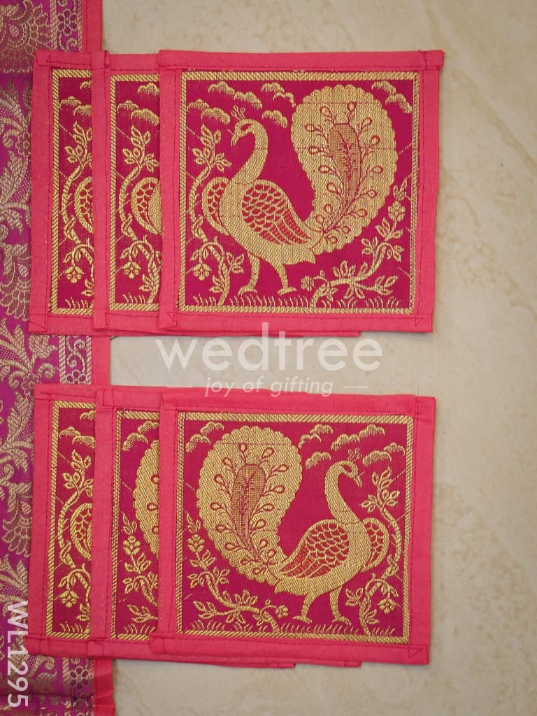 Peacock Design Cotton Table Cloth with Tea Coaster Covers - WL1295