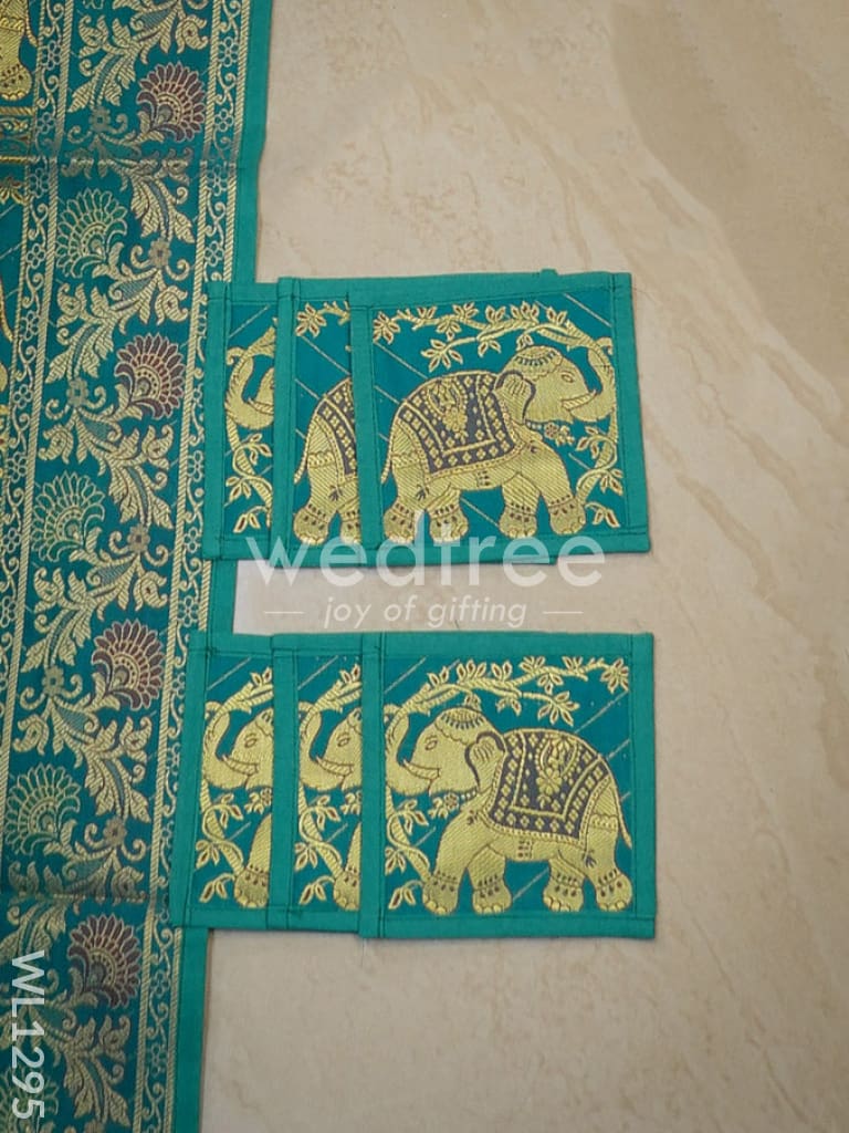 Peacock Design Cotton Table Cloth with Tea Coaster Covers - WL1295