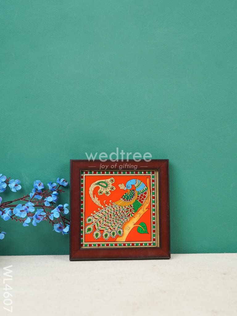 Peacock Reverse Glass Painting Frame - 4x4 inch - WL4607