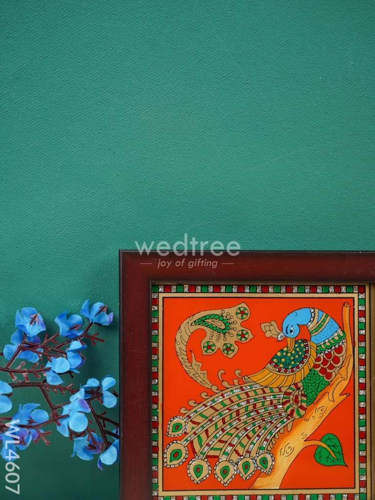 Peacock Reverse Glass Painting Frame - 4x4 inch - WL4607
