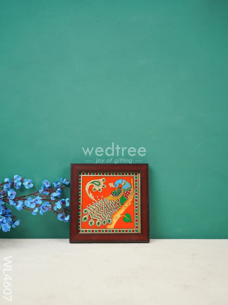 Peacock Reverse Glass Painting Frame - 4x4 inch - WL4607