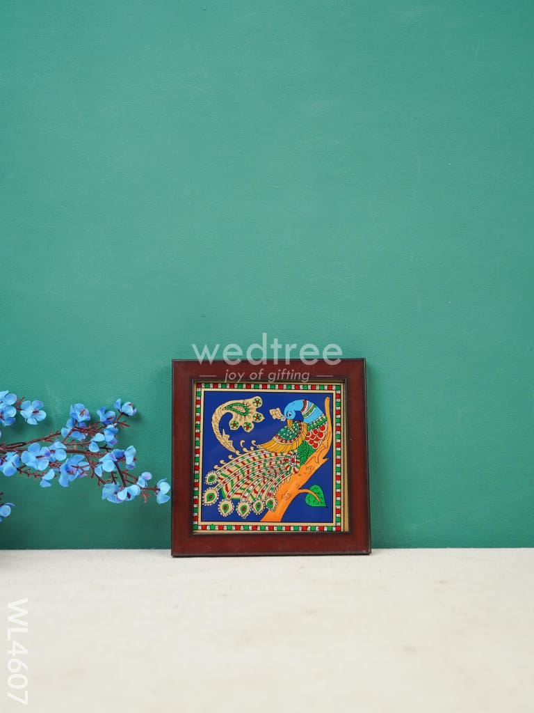 Peacock Reverse Glass Painting Frame - 4x4 inch - WL4607