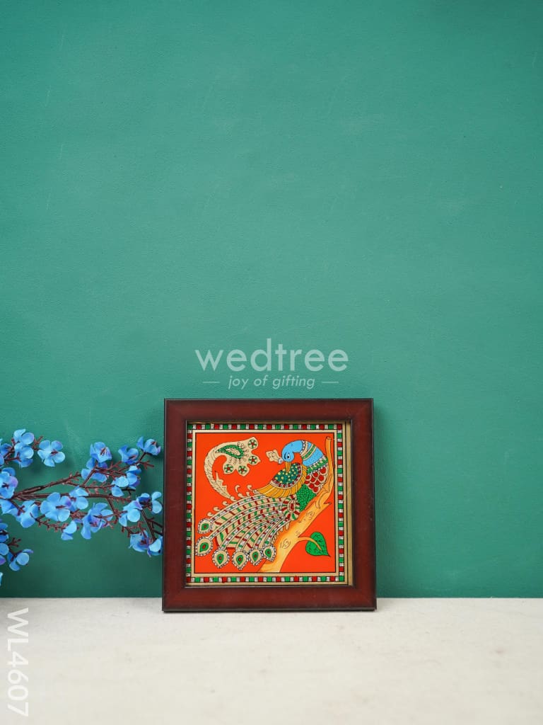 Peacock Reverse Glass Painting Frame - 4x4 inch - WL4607