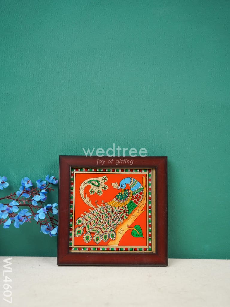 Peacock Reverse Glass Painting Frame - 4x4 inch - WL4607