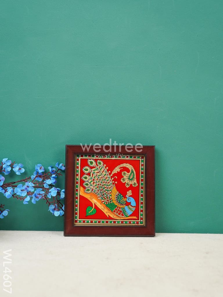 Peacock Reverse Glass Painting Frame - 4x4 inch - WL4607