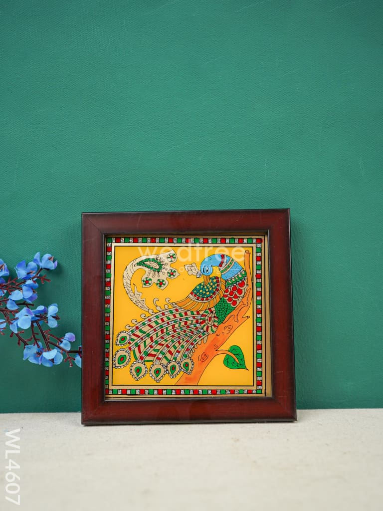 Peacock Reverse Glass Painting Frame - 4x4 inch - WL4607