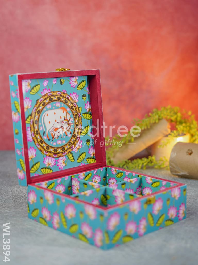Pichwai Floral Dry Fruit Box with 4 Partions - WL3894