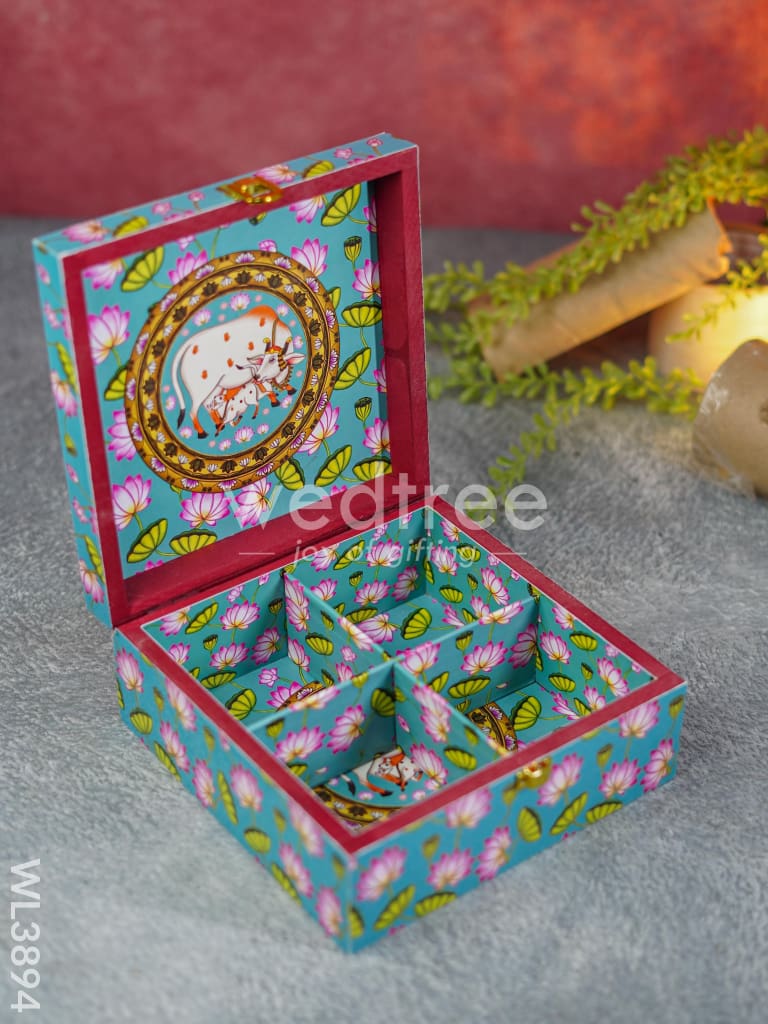 Pichwai Floral Dry Fruit Box with 4 Partions - WL3894