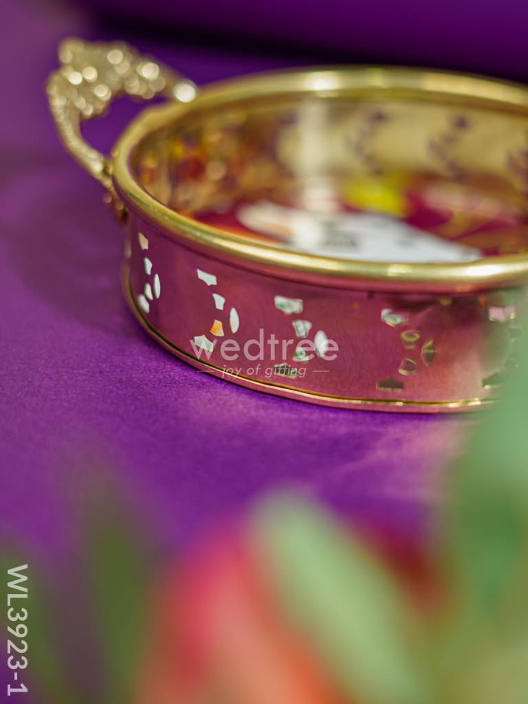 Pichwai Printed Brass Tray - 6 inch - WL3923