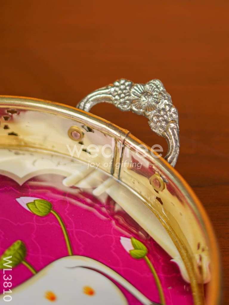 Pichwai Printed Brass Tray - WL3810