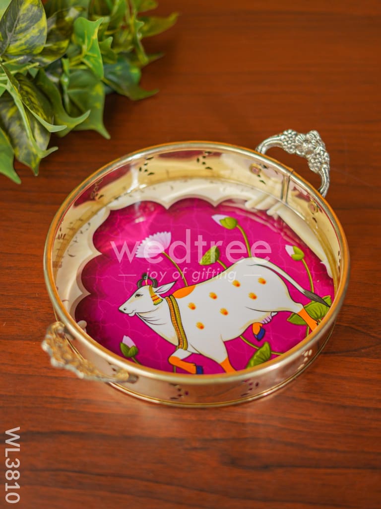 Pichwai Printed Brass Tray - WL3810