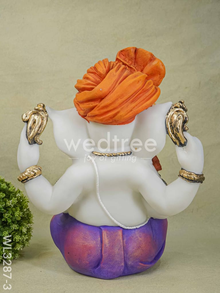 Polyresin Ganesha Idol for Good Luck - White - WL3287-3
