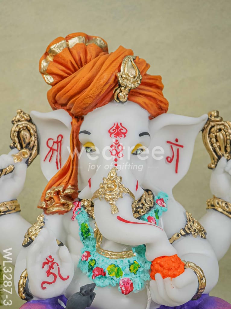 Polyresin Ganesha Idol for Good Luck - White - WL3287-3