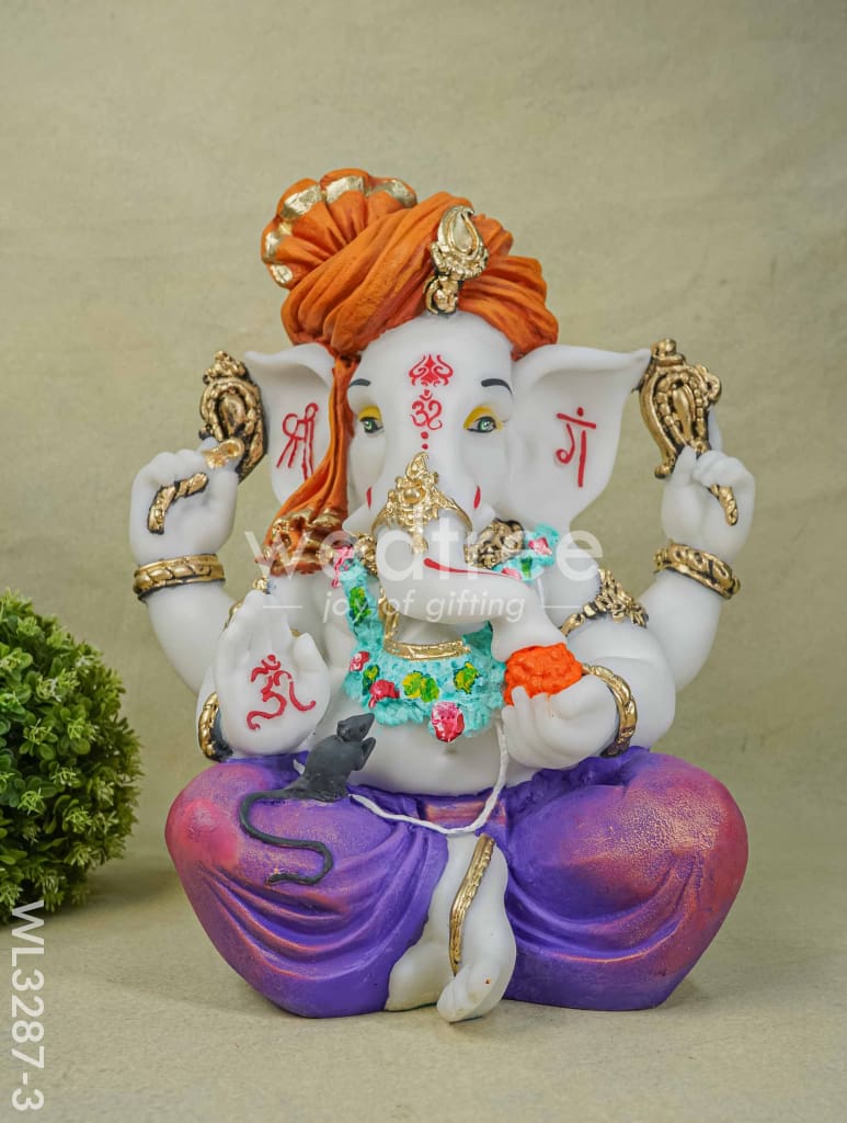 Polyresin Ganesha Idol for Good Luck - White - WL3287-3
