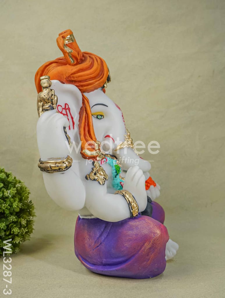 Polyresin Ganesha Idol for Good Luck - White - WL3287-3