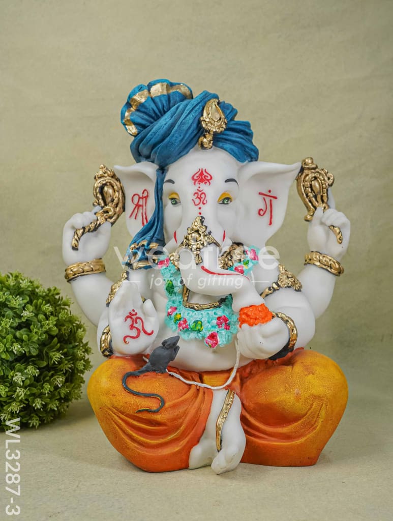 Polyresin Ganesha Idol for Good Luck - White - WL3287-3