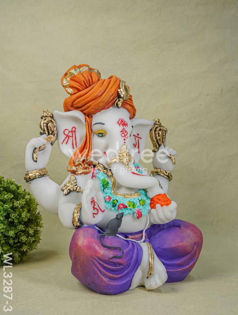 Polyresin Ganesha Idol for Good Luck - White - WL3287-3