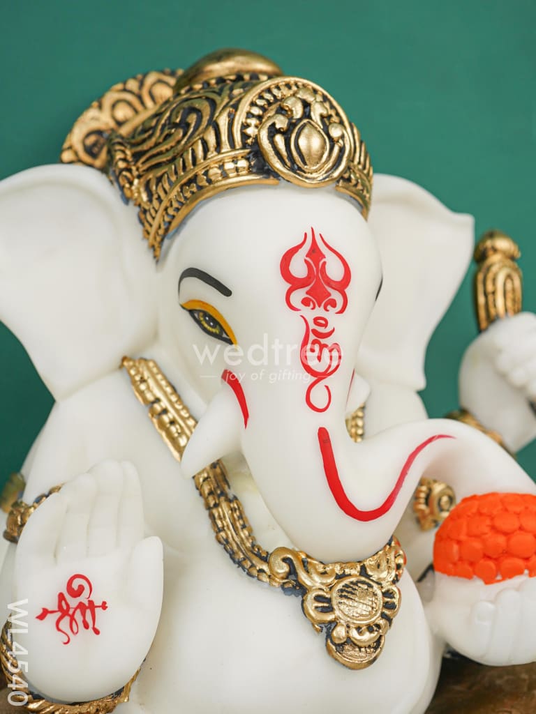 Polyresin Ganesha Idol for Good Luck - White - WL4540