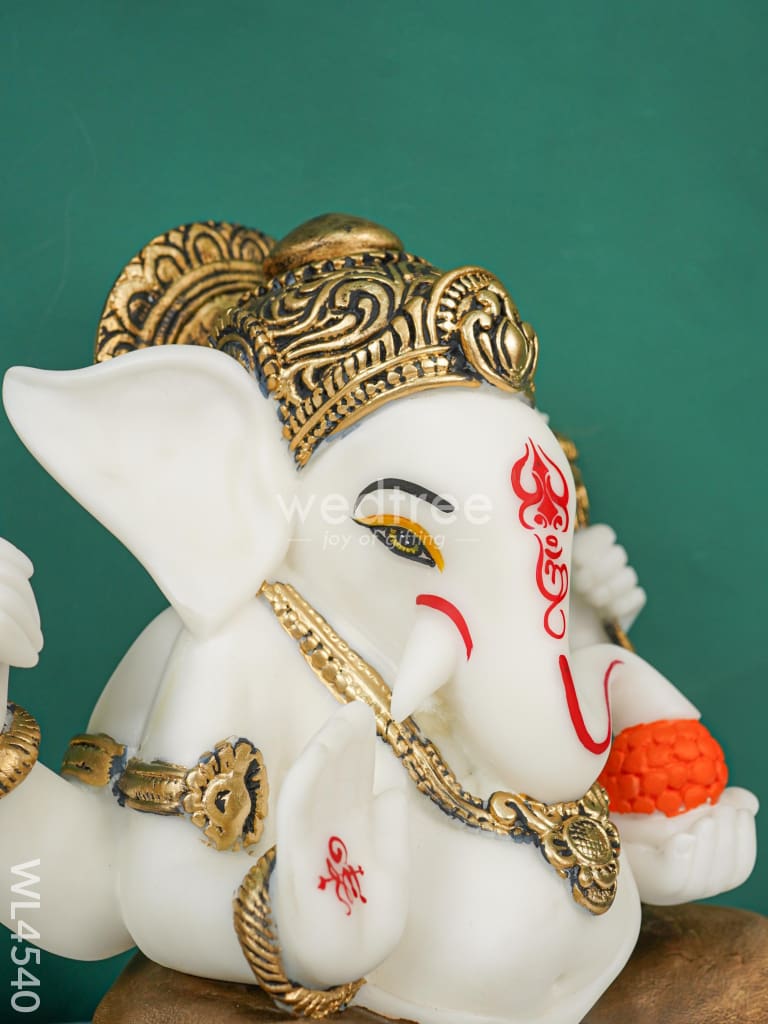 Polyresin Ganesha Idol for Good Luck - White - WL4540