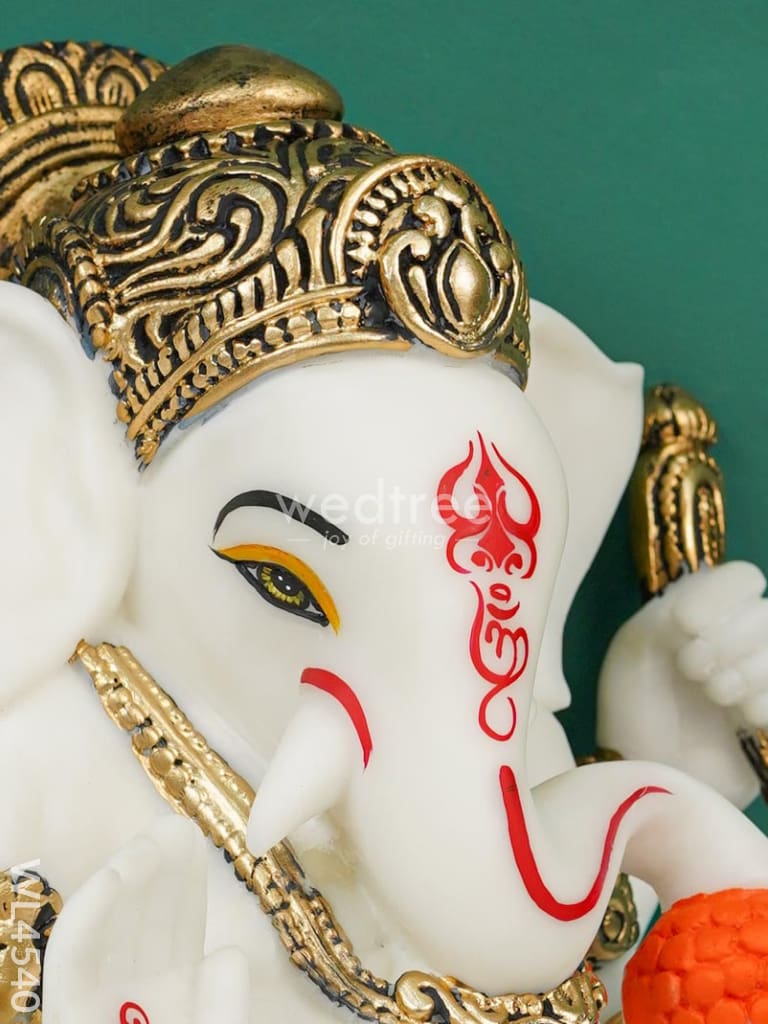 Polyresin Ganesha Idol for Good Luck - White - WL4540