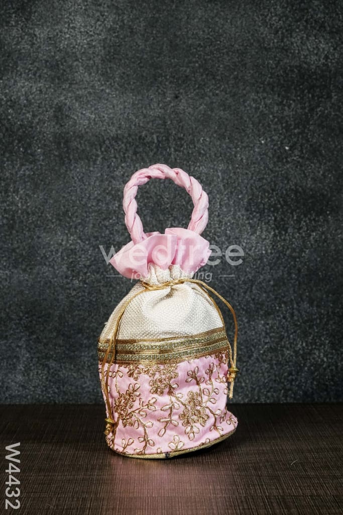 Potli bag with flower embroidery lace - W4432