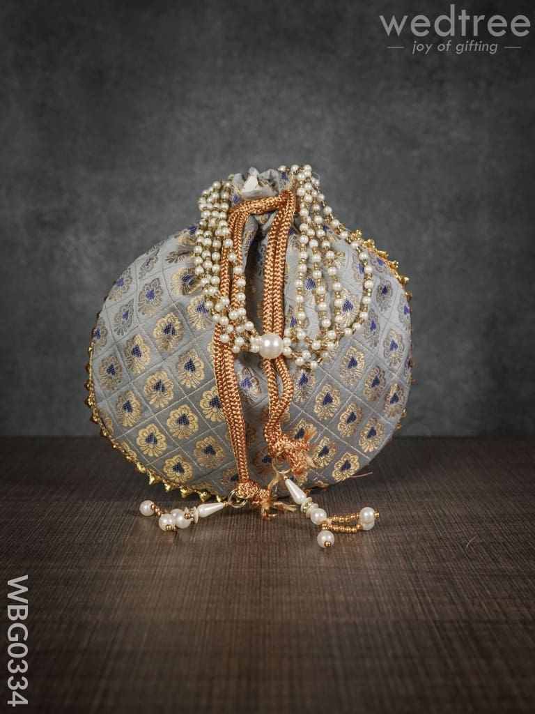 Potli Bag with Golden Block Prints - WBG0334