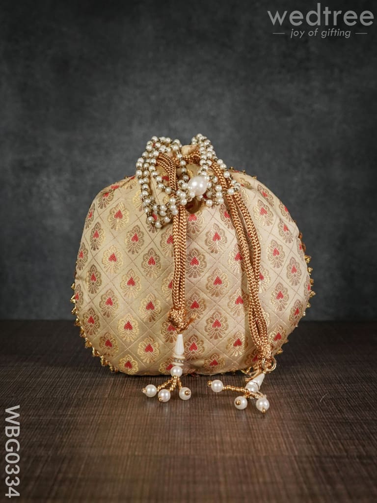 Potli Bag with Golden Block Prints - WBG0334