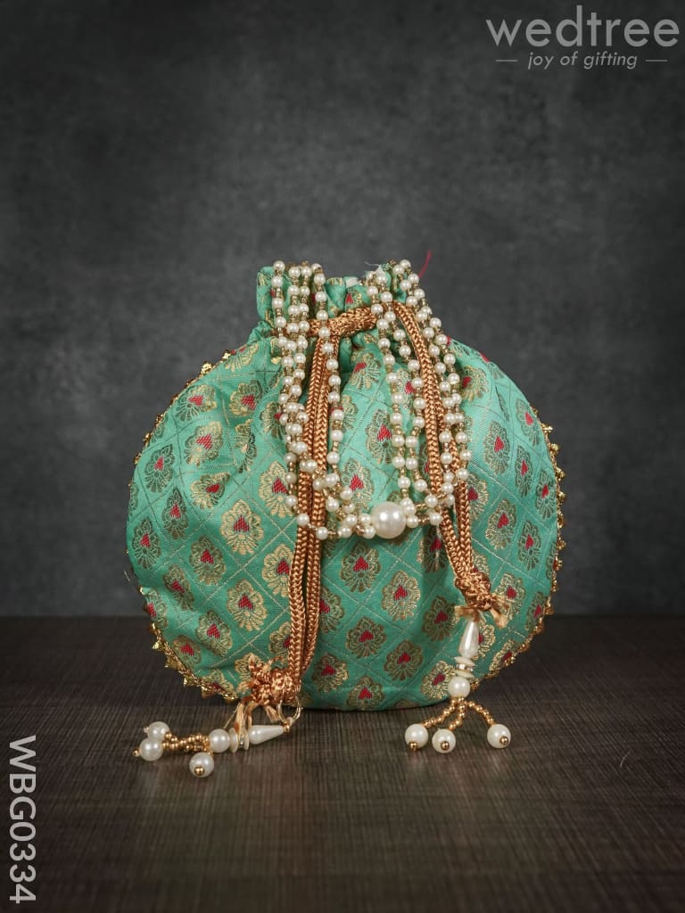Potli Bag with Golden Block Prints - WBG0334
