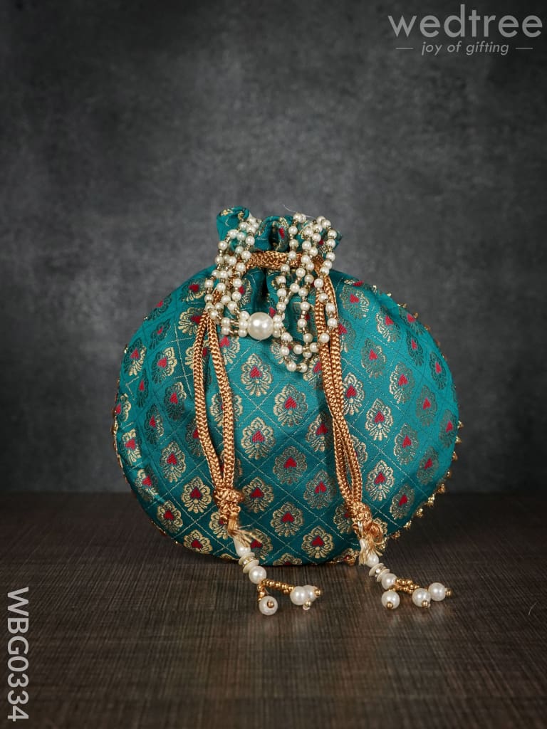 Potli Bag with Golden Block Prints - WBG0334