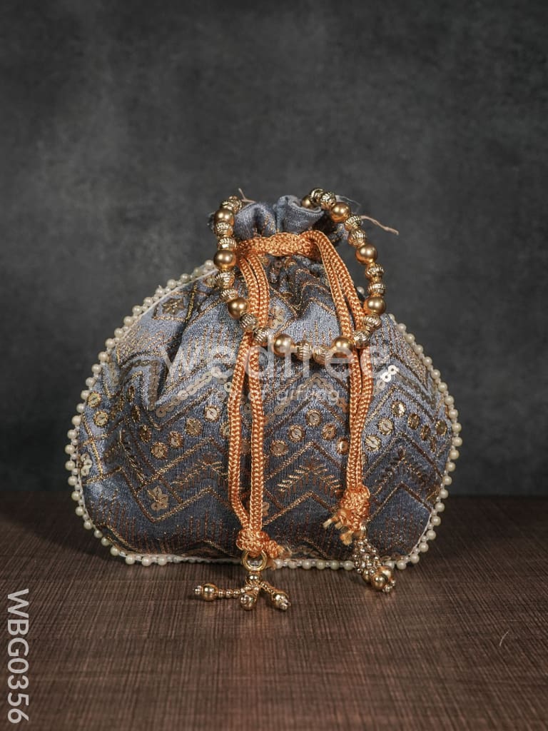 Potli Bag with Golden Decorative Embroidery - WBG0356