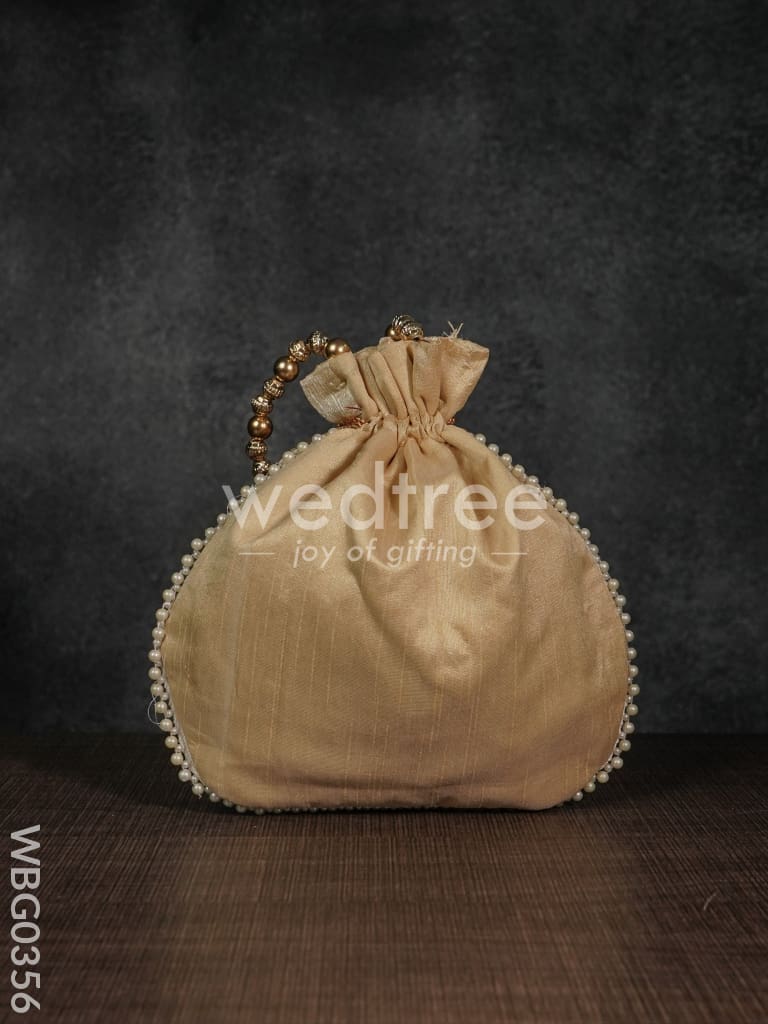 Potli Bag with Golden Decorative Embroidery - WBG0356