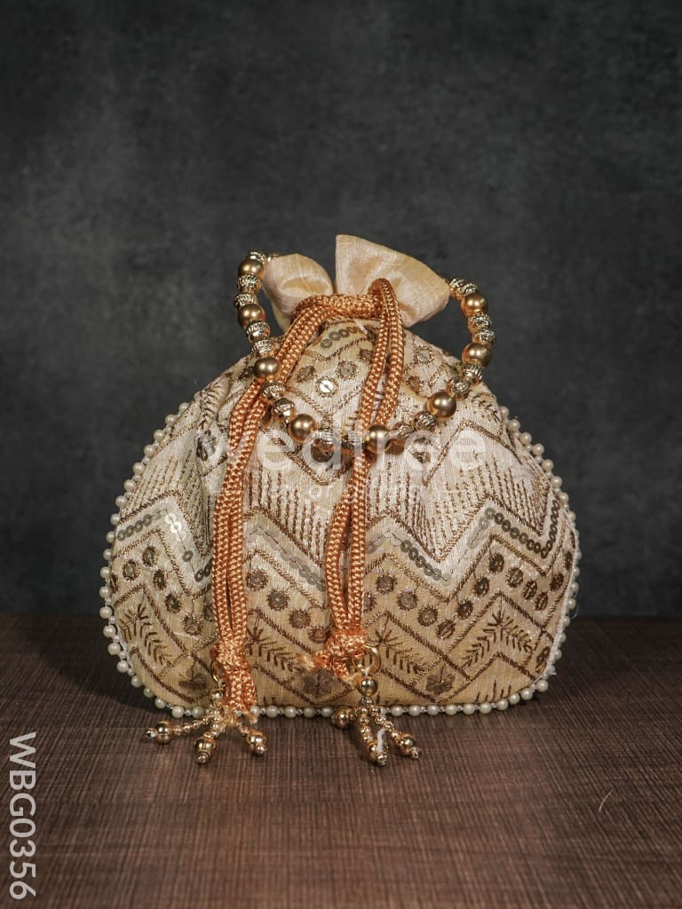 Potli Bag with Golden Decorative Embroidery - WBG0356