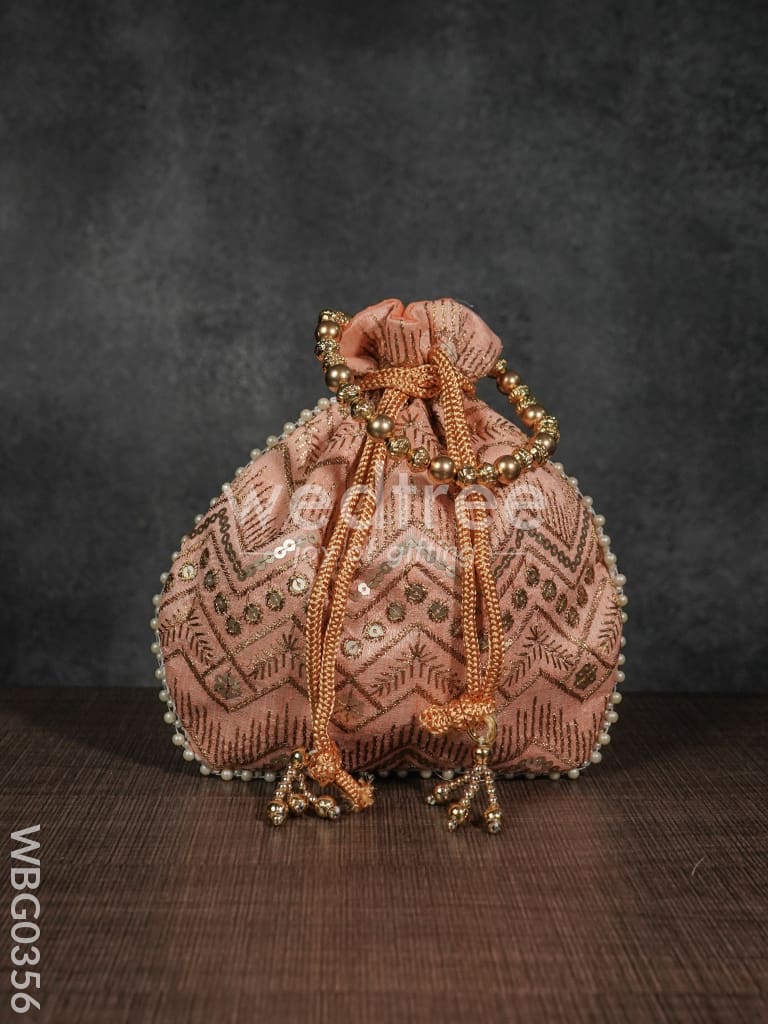 Potli Bag with Golden Decorative Embroidery - WBG0356