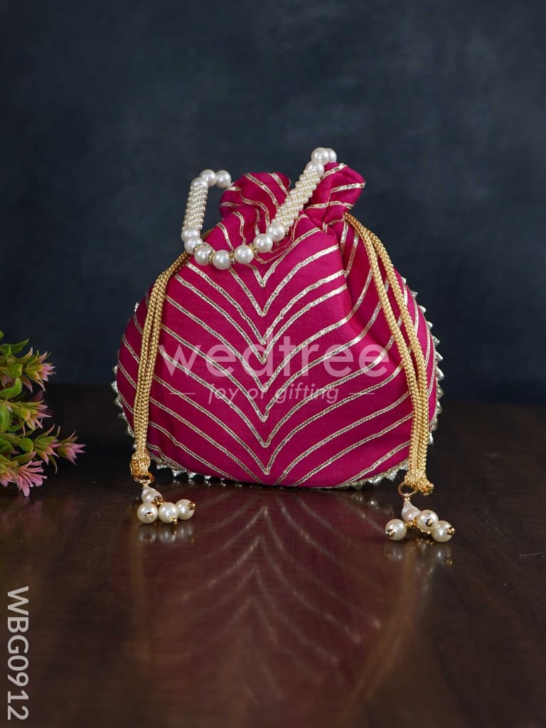 Potli Bag with Golden Lace Work - WBG0912