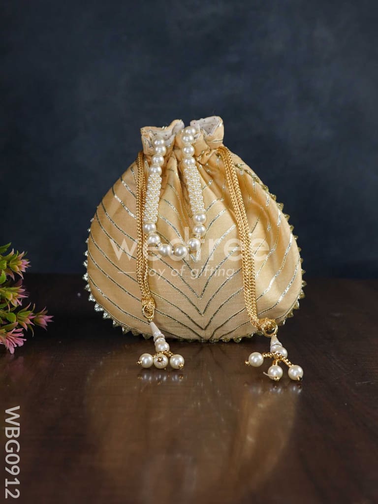 Potli Bag with Golden Lace Work - WBG0912
