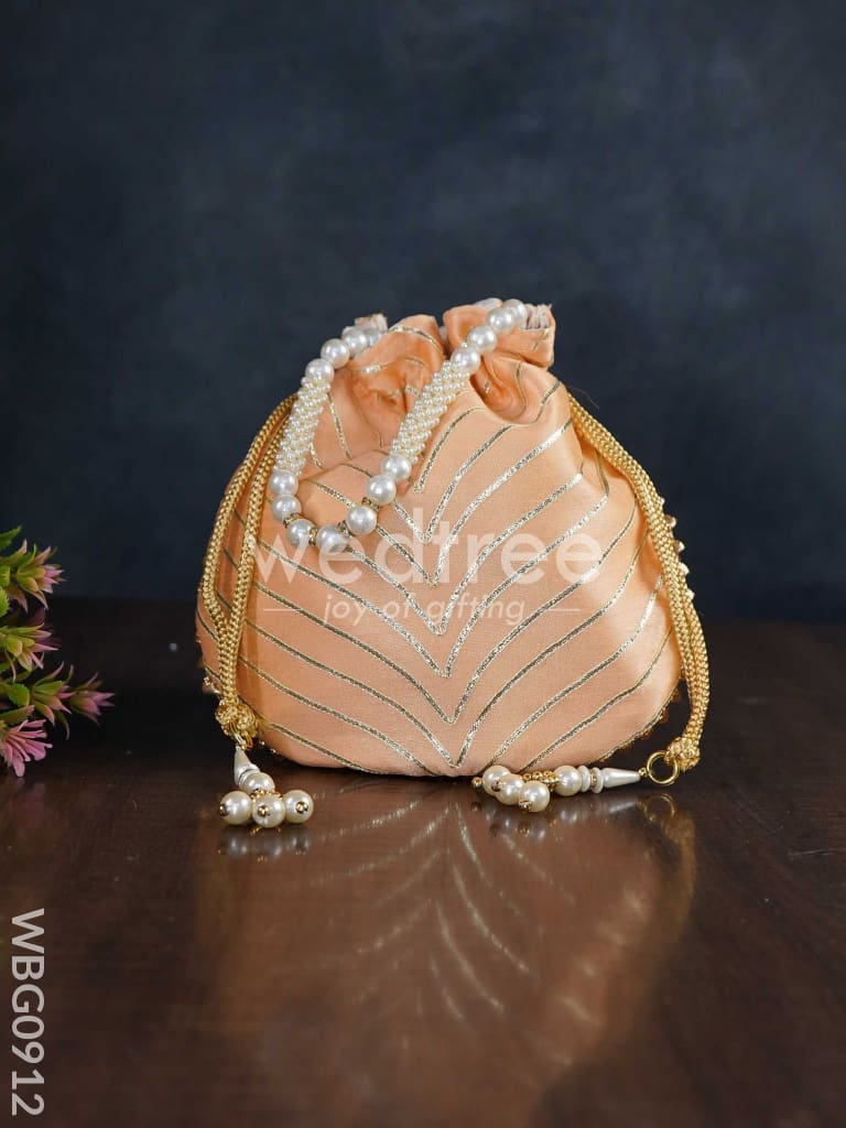 Potli Bag with Golden Lace Work - WBG0912