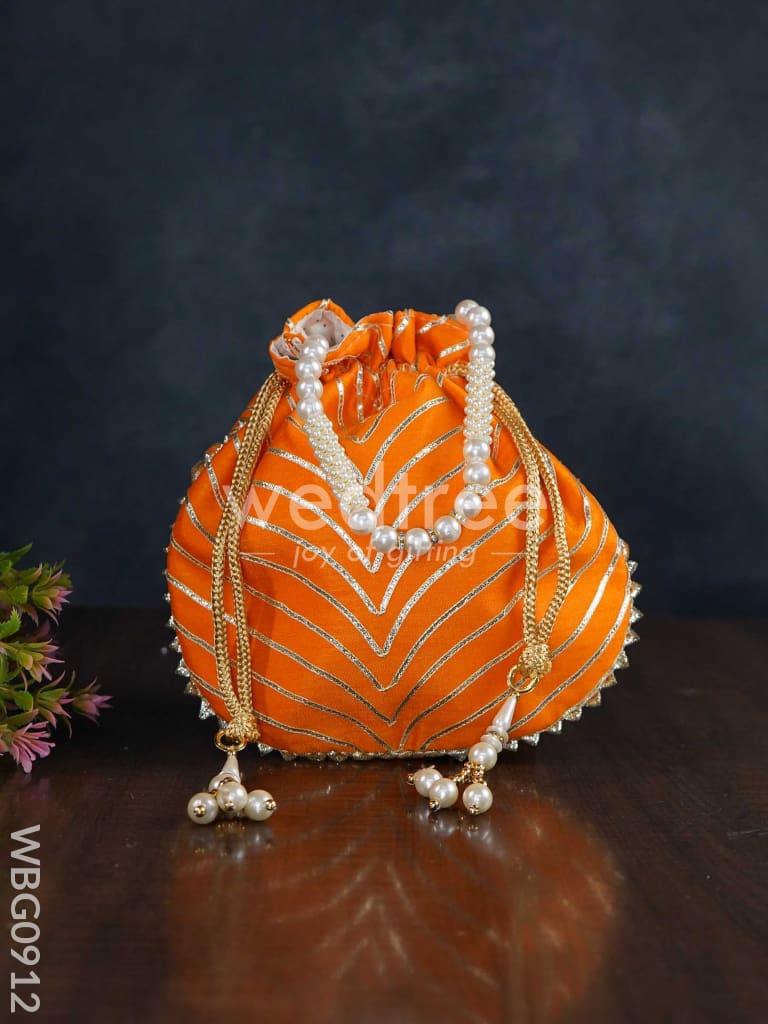 Potli Bag with Golden Lace Work - WBG0912