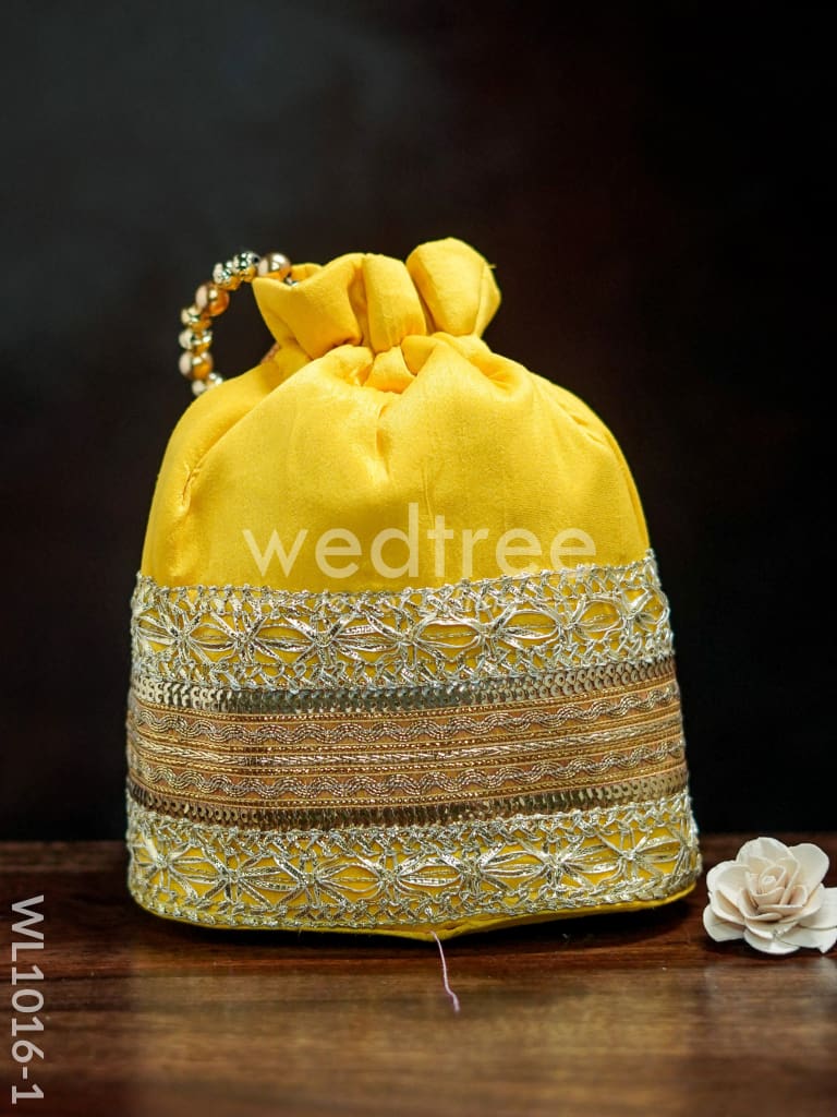 Potli Bag with Layered Embroidery and Zari work - WL1016