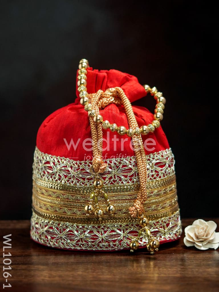 Potli Bag with Layered Embroidery and Zari work - WL1016